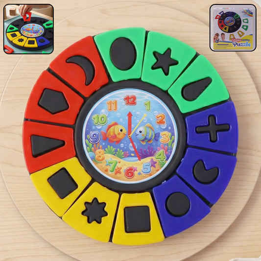 Shape Color Matching Learning Puzzle Toy With Clock For Kids Toddlers (1 Pc)