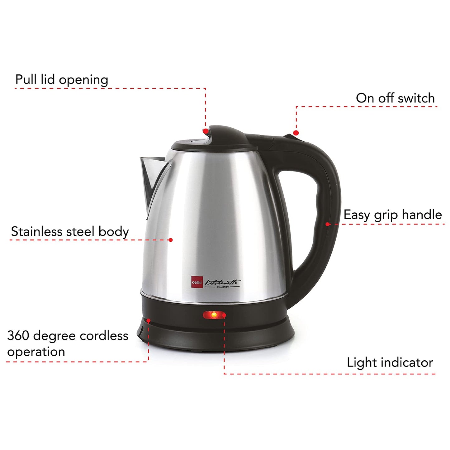 Cello Electric Kettle Quick Boil- Popular, Black, 1.5 Ltr Electric Kettle (1.5 L, Black)