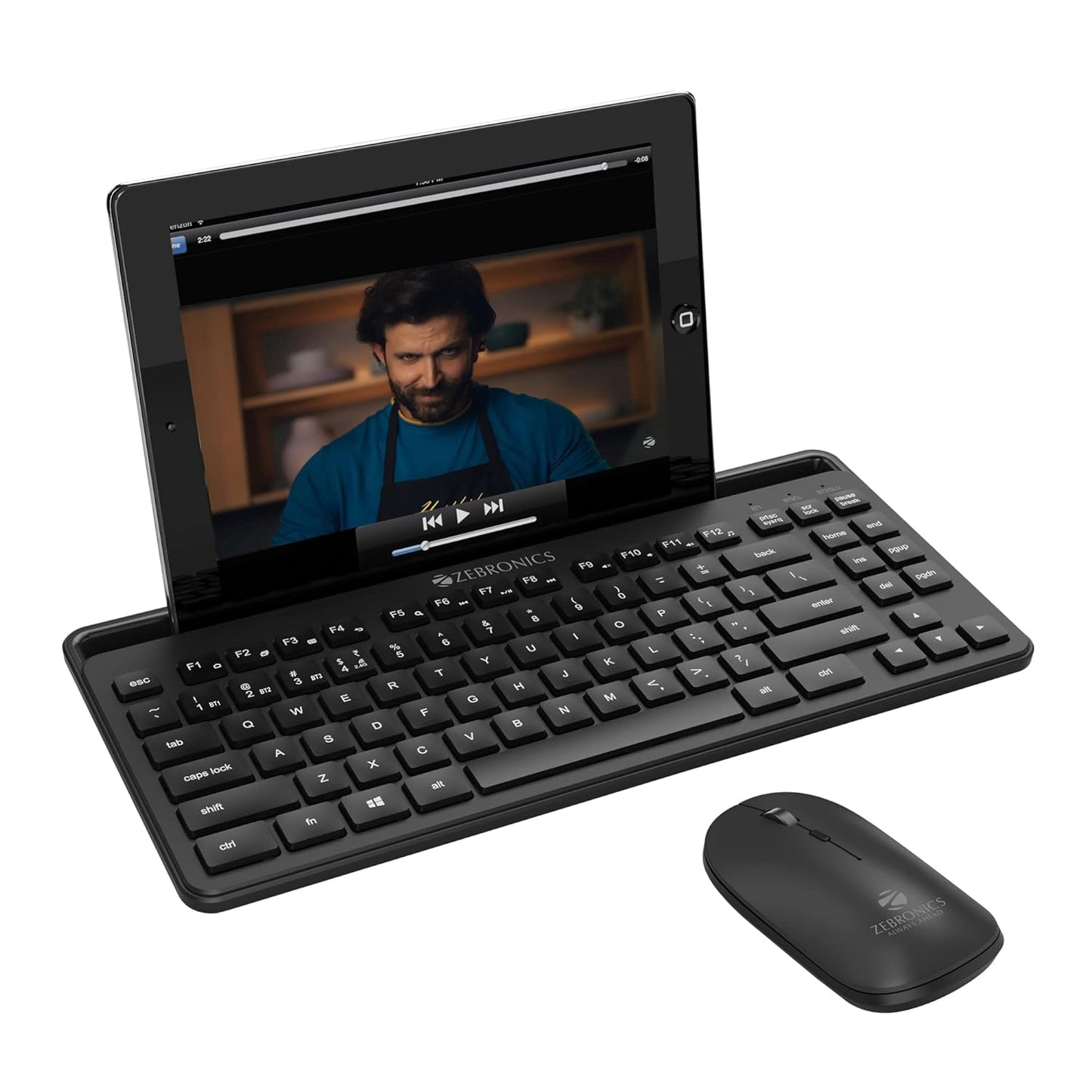 Zebronics ZEB-COMPANION 110 wireless keyboard mouse combo with Bluetooth connection. Wireless Multi-device Keyboard (Black)