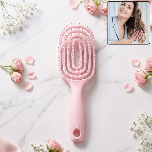 Wukusy curved vented styling massage hair brush for detangling, designed for men and women, with ergonomic handle and vented design.