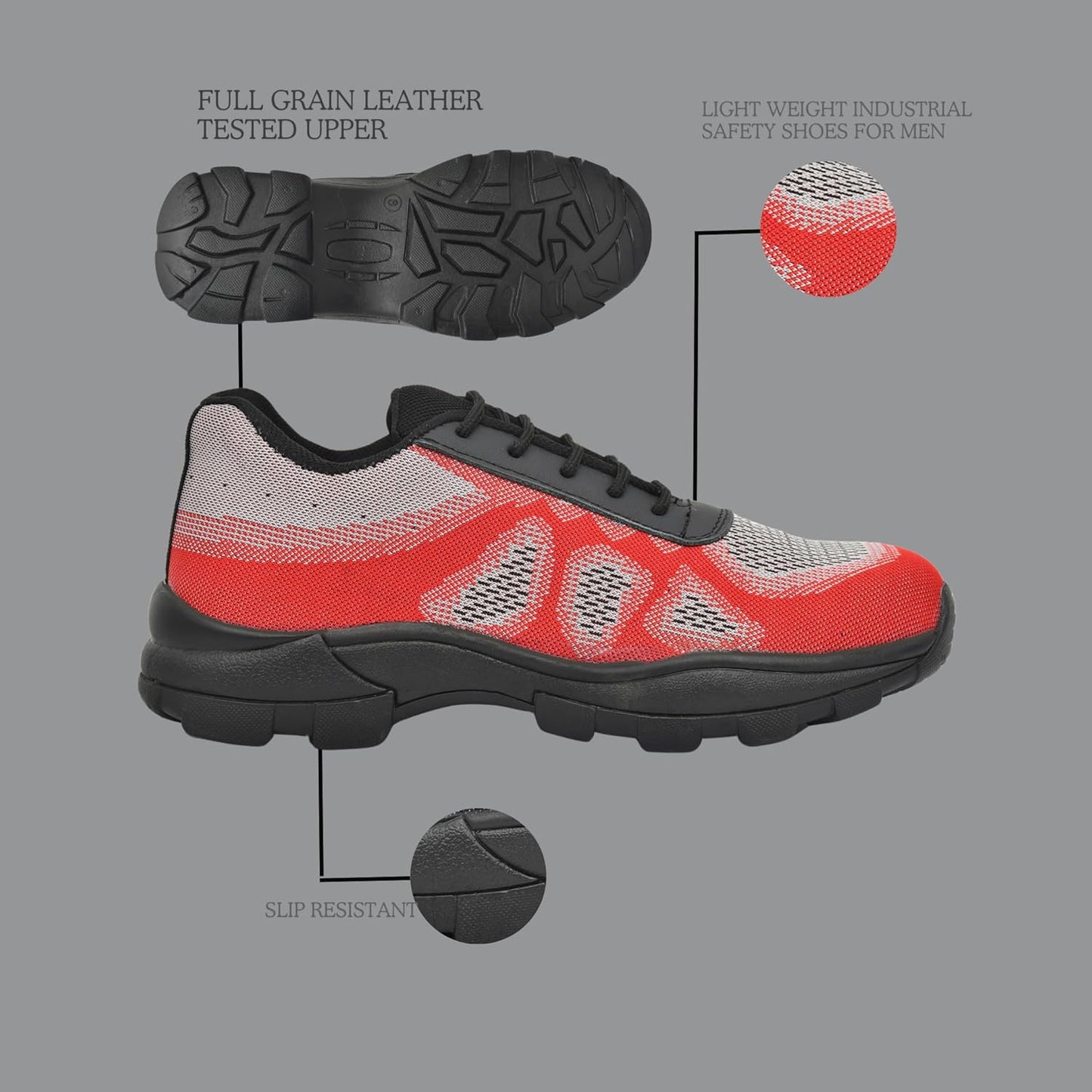 Lightweight steel toe industrial safety shoes for men with lace-up design and safety features, by Drpshippr.