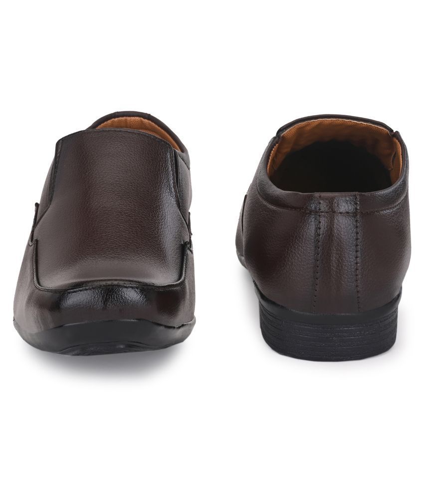 Leeport Slip On Artificial Leather Brown Formal Shoes