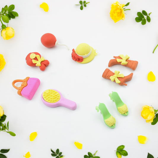 Fancy Stylish Colorful Erasers Mini Eraser Creative Cute Novelty Eraser For Children Different Designs Mix Eraser Set For Return Gift Birthday Party School Prize Cookware Shaped Makeup Set Eraser (9 Pc 8 Pc Set)
