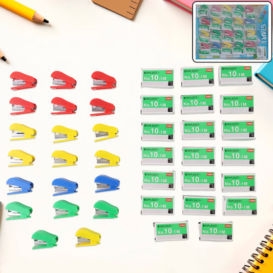 Mini Stapler Set With Staples Assorted Colors No.10 Staplers With Pins (20 Pcs Set)