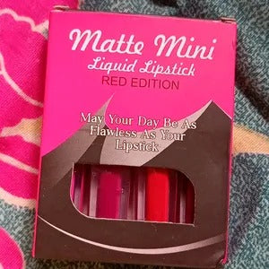 Set of four matte mini liquid lipsticks by Drpshippr, featuring various shades for a versatile beauty look.