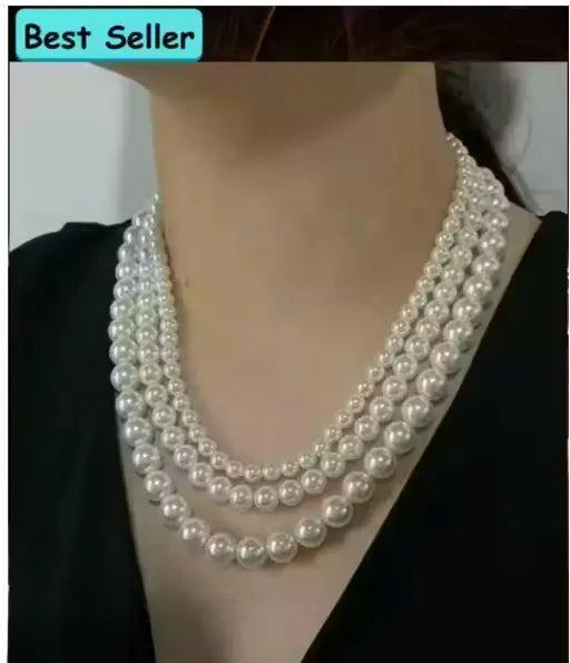 Elegants Multi-Layer Off White Pearl Necklace – Women Fashion Jewellery