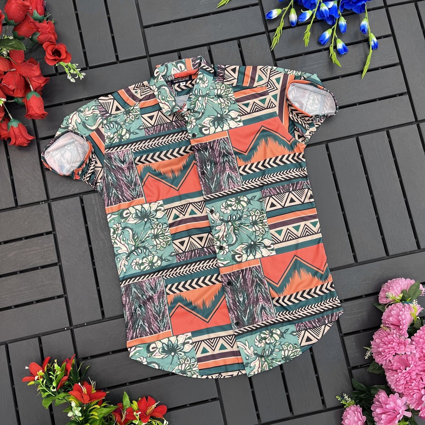 Men's regular fit printed casual shirt with cut-away collar from Drpshippr, featuring a stylish pattern and comfortable fabric.