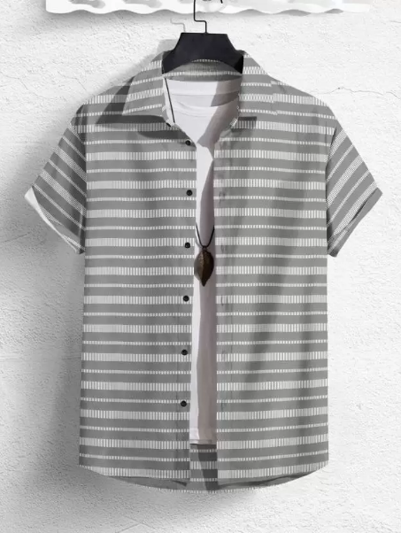 Men's regular fit printed casual shirt with spread collar from Drpshippr, featuring a stylish and comfortable design.