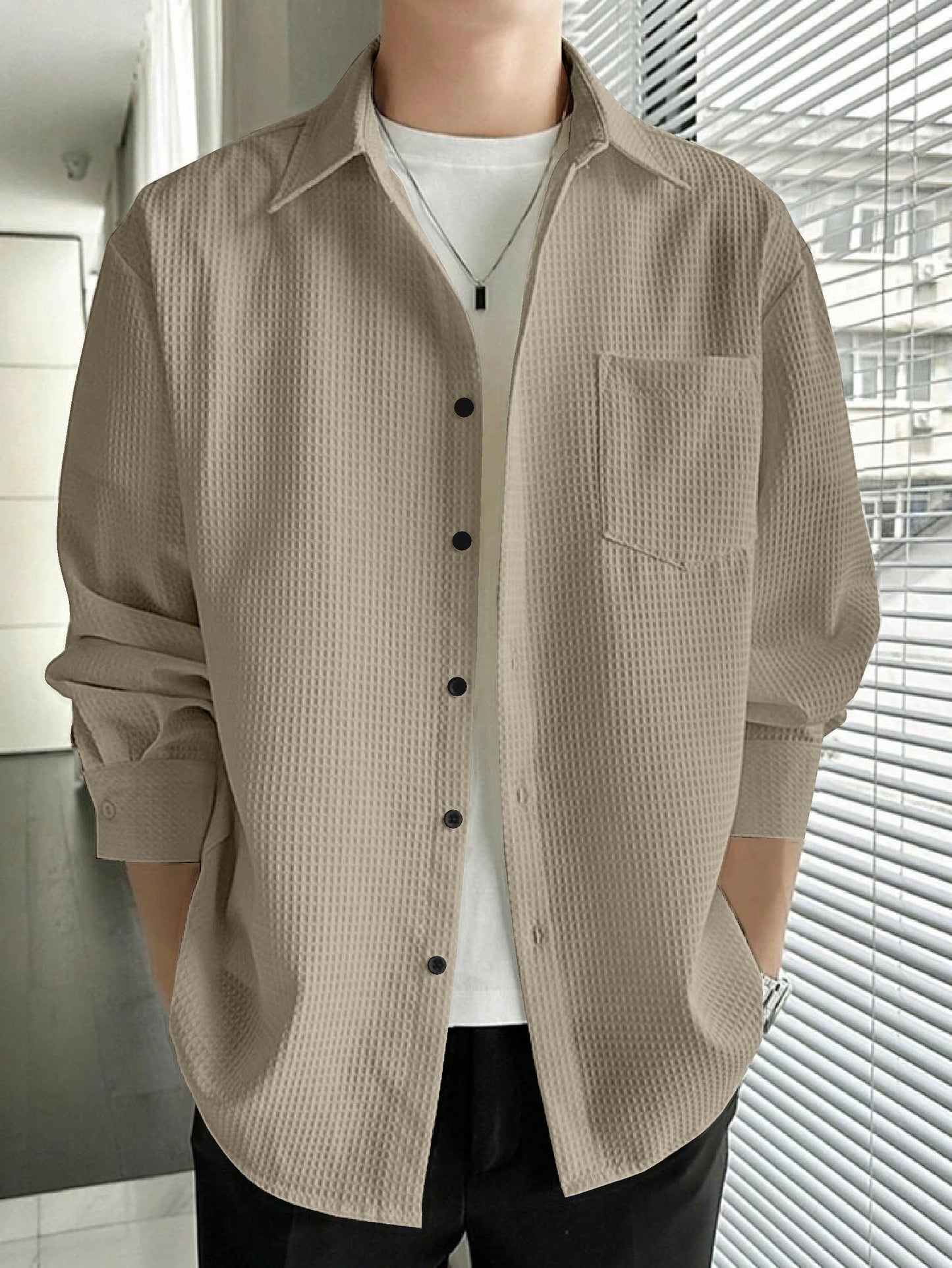 Men's regular fit shirt with spread collar from Drpshippr, featuring a classic design and comfortable fit in the men's collection.