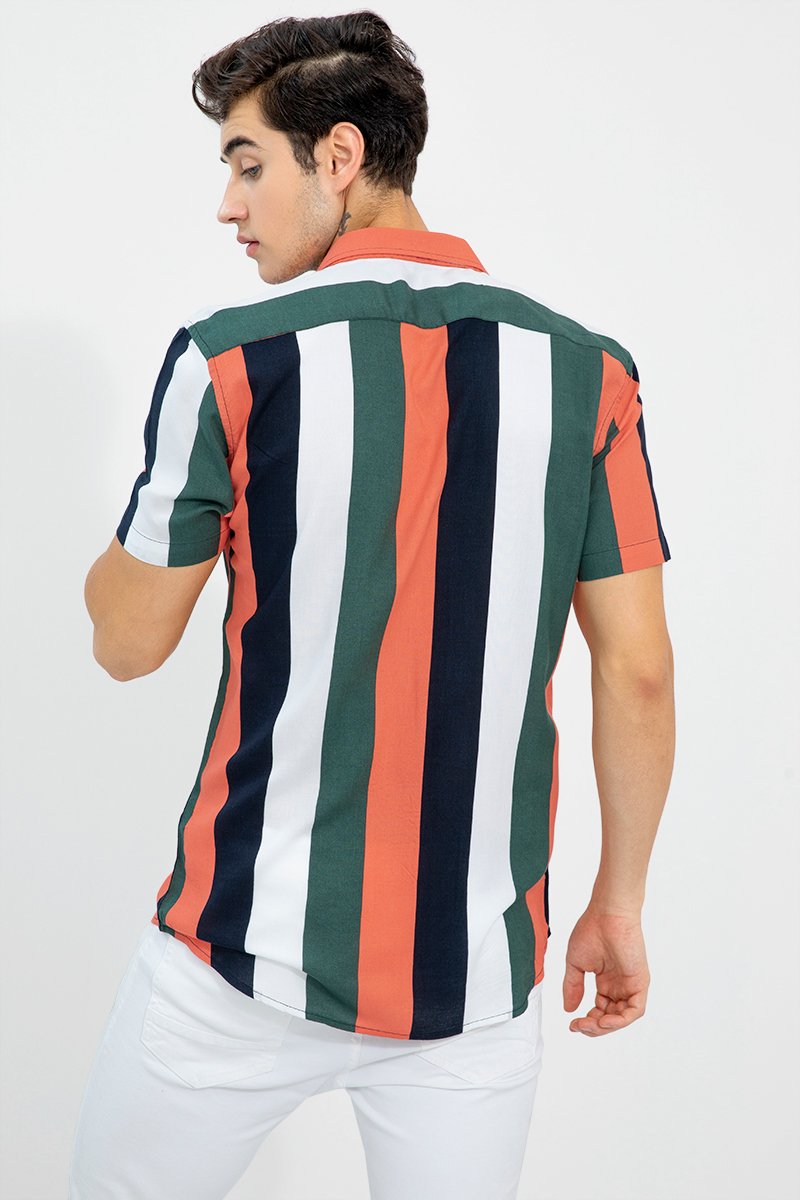 Men's regular fit striped casual shirt with cut-away collar from Drpshippr, featuring a stylish, comfortable design.