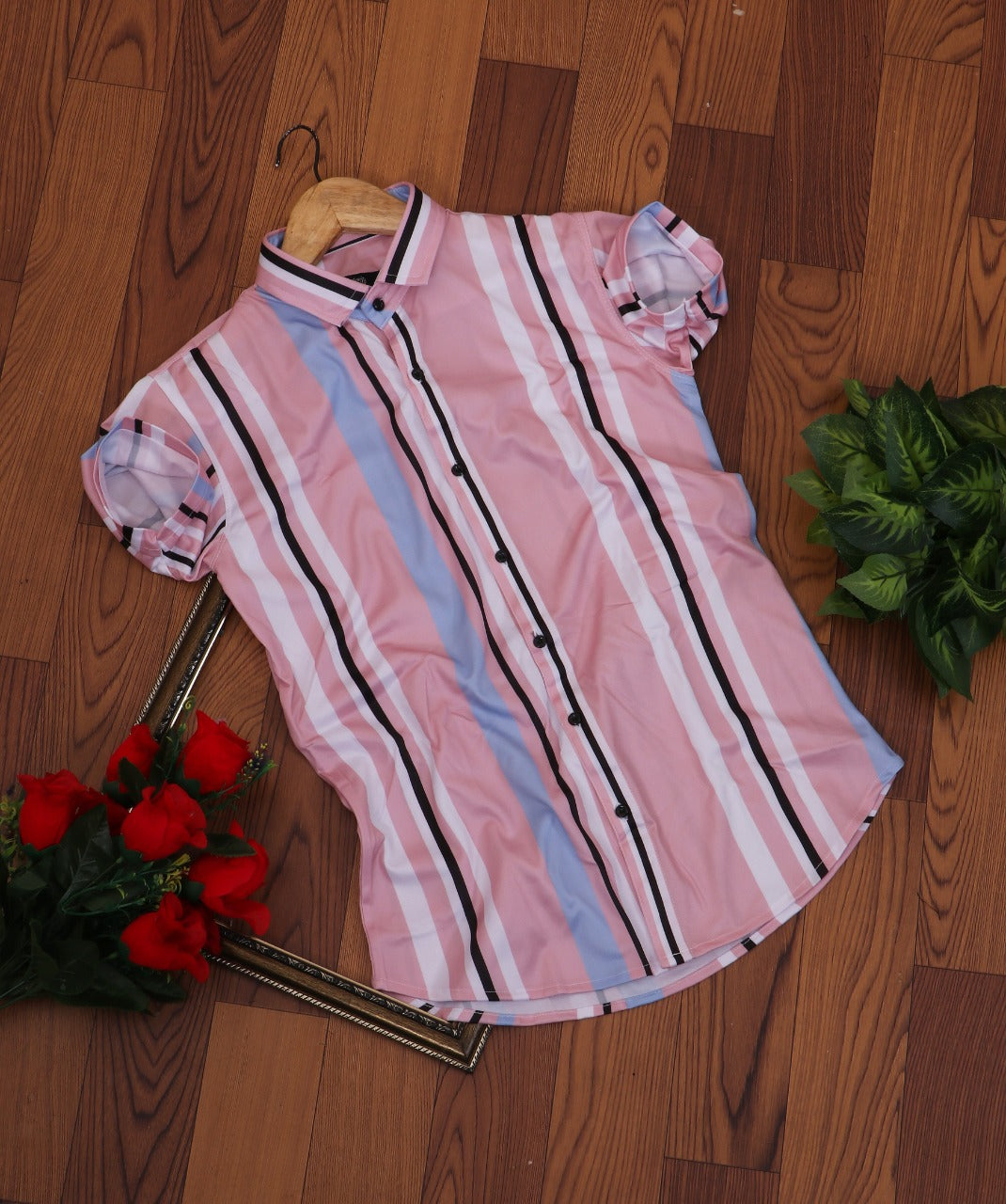 Men's casual checkered shirt with ribbed collar, slim fit from Drpshippr's men's collection, ideal for relaxed everyday wear.