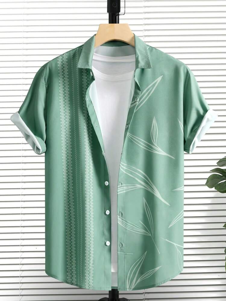 Men's casual shirt from Drpshippr with a printed design, slim fit, regular cut, and stylish cut-away collar.