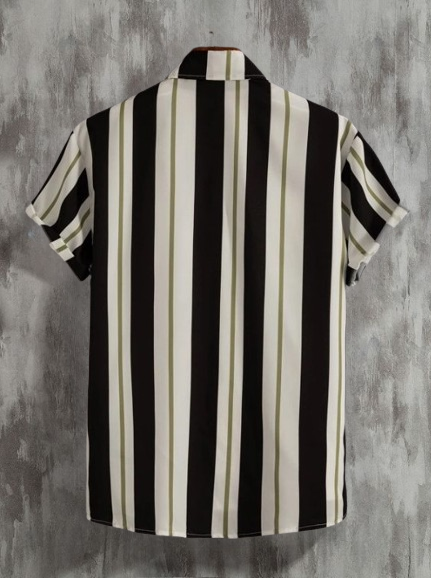 Men's slim fit striped casual shirt with cut-away collar from Drpshippr, regular fit, perfect for stylish everyday wear.