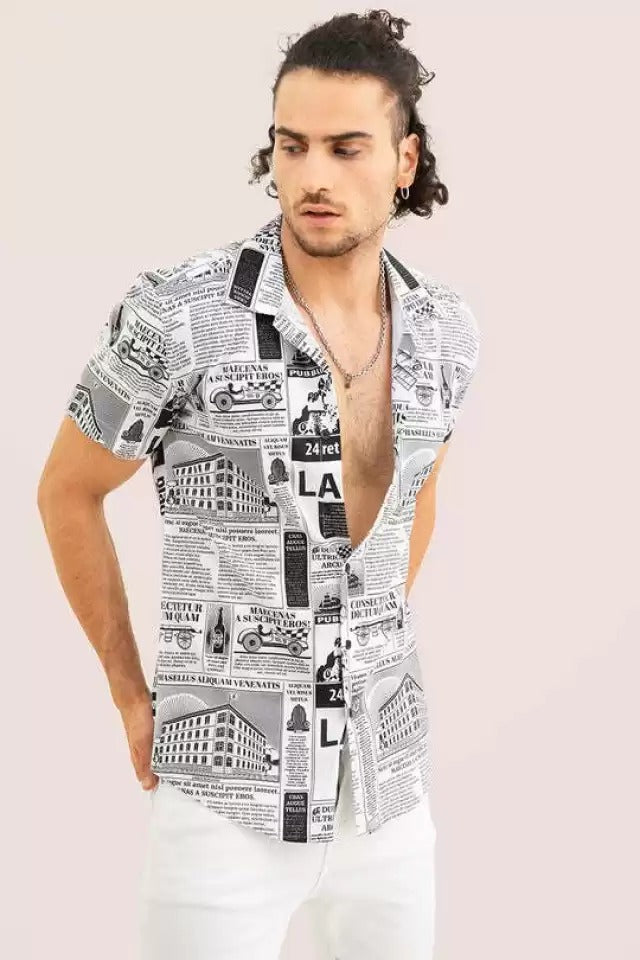 Men's slim fit printed casual shirt from Drpshippr, featuring a stylish design and comfortable fit in a men's collection style.