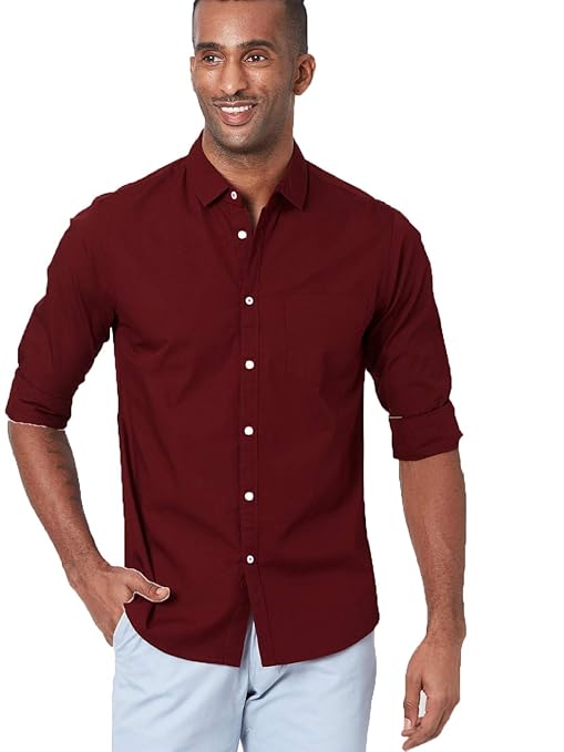Lavender Mens Slim fit Solid Casual Cotton Shirt