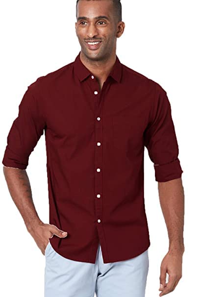 Classy Maroon Men's Solid Formal Shirt