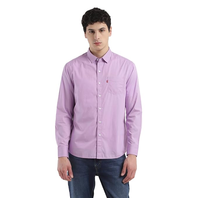 Purple Men's Slim Fit Solid Shirt