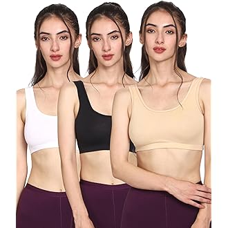 MUMTAJ Combo 3 Women's Air Bra, Sports Bra, Stretchable Non-Padded and Non-Wired Seamless Bra, Free Size (Fits Best - Size 28 to 38) Sexy Look