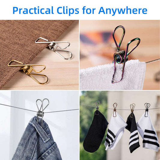 Sturdy stainless steel Wukusy clothes hanging clips for home improvement, ideal for drying and organizing laundry.