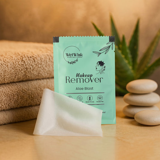Wukusy makeup remover wet wipes for facial cleansing, single pack, soft and gentle for removing makeup and dirt from skin