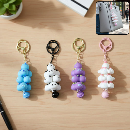 Cute Cartoon Cloud Stack Keychain With Bell (1 Pc Mix Color)