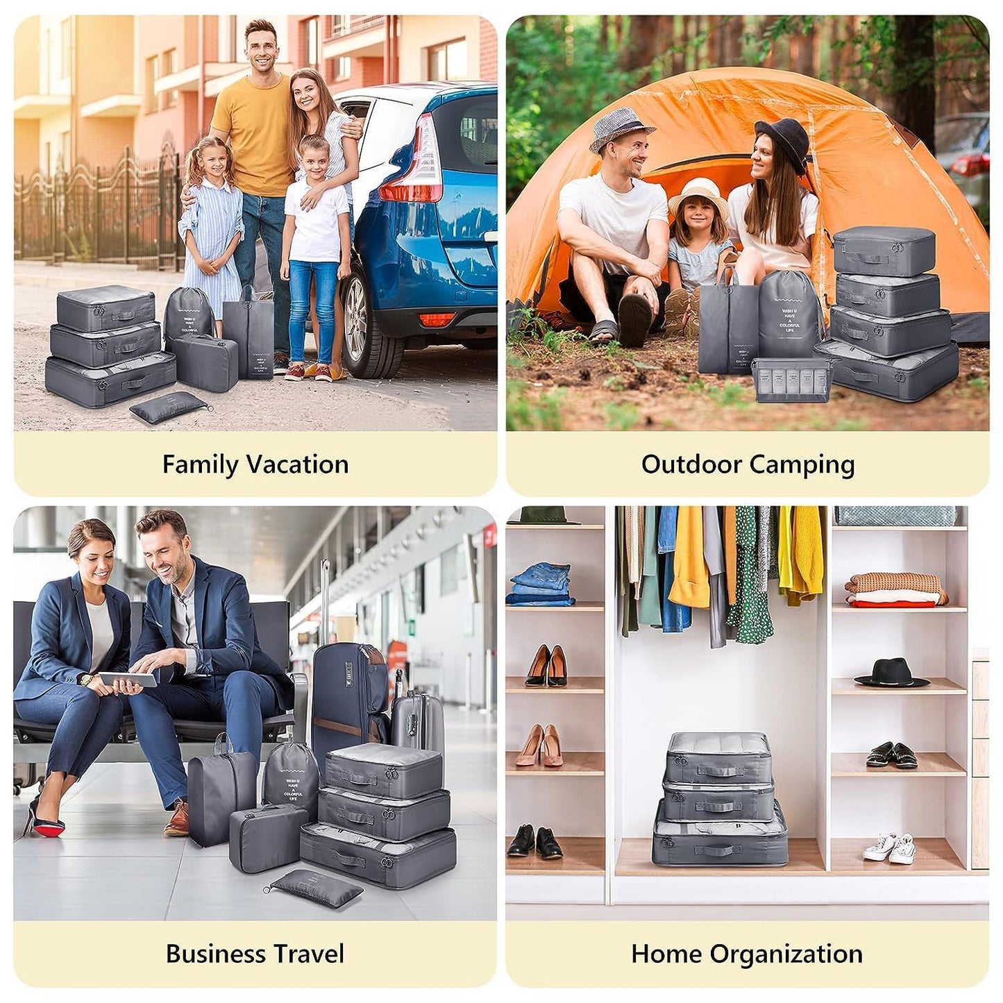 Drpshippr packing cubes set with shoe bag, travel luggage organizer for suitcase clothes storage, compact and lightweight.