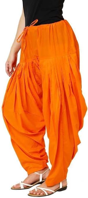 Orange Woman Plain Cotton Patiala Salwar