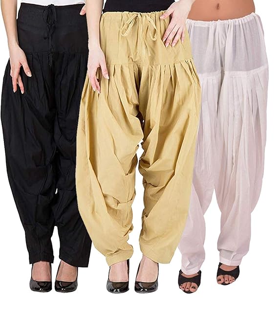 Pack 3 Women's Cotton Full Stitched Readymade Patiala Salwar