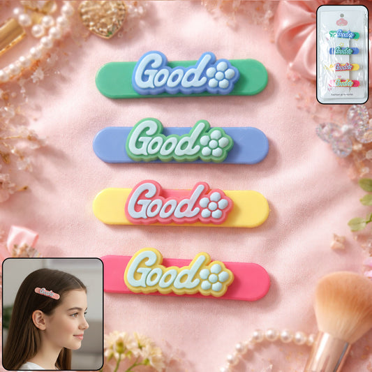 Set of four colorful Wukusy hair clips with stylish, vibrant designs, perfect for adding a pop of color to hairstyles.