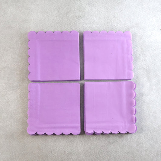 Lilac Scalloped Disposable Paper Napkin (23 X 23 Cm 120 Pc)