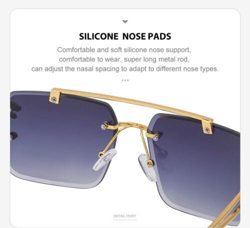 Golden frame rimless sunglasses with gradient black lenses, stylish accessory for men's fashion, from Drpshippr Men's Collection.