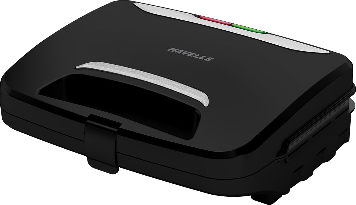 Havells BigFill Crustino Sandwich Maker 900W with Food Grade NonStick Coated Sole Plates Toast (Black)