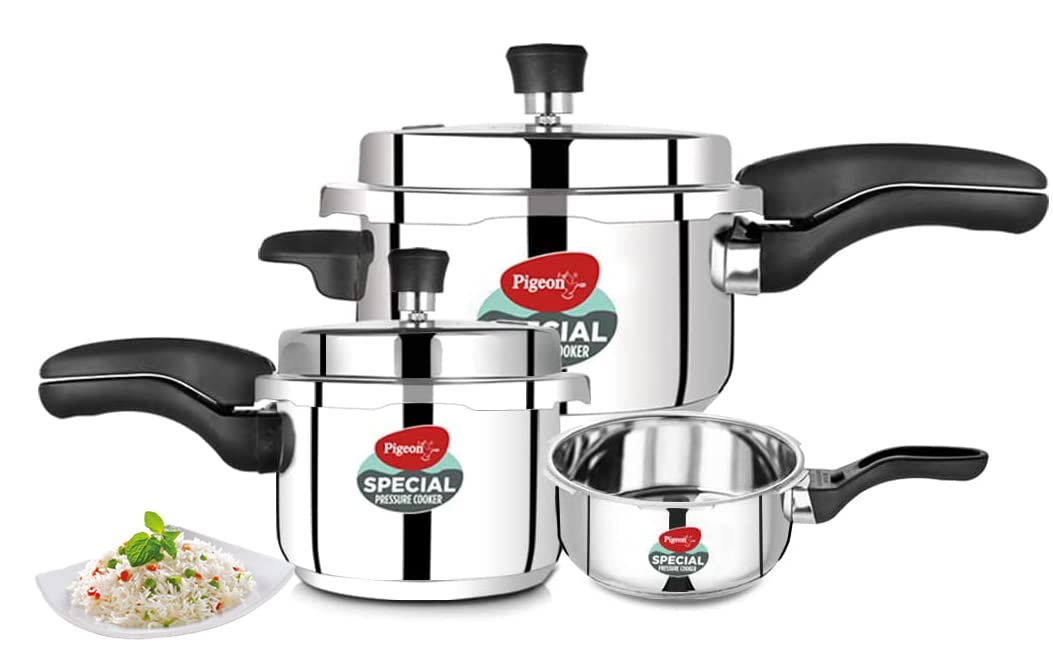 Pigeon by Stovekraft Special Inner Lid 2 L, 3 L, 5 L Induction Bottom Pressure Cooker (Stainless Steel)