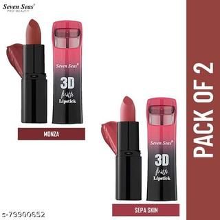 Seven Seas 3D Matte Lipstick pack of 2 in mixed colors, featuring creamy, vibrant lipstick tubes from Drpshippr for beauty and personal care.