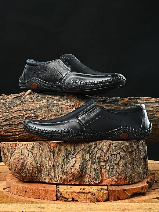 Men's genuine leather formal slip-on shoes from Drpshippr's men's collection, featuring sleek design and polished finish.