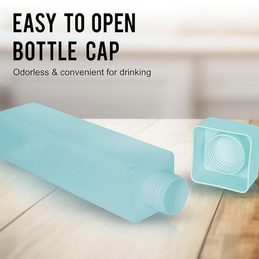 12981 Large Capacity Plastic Water Bottle Office Bottle Gym Bottle Home Kitchen Leakproof And Bpa Free Drinks Bottle Square Water Drink Juice Bottle Wide-mouth Bpa Free Leak-free Lightweight (1 Pc Mix Color 1000 Ml Approx)