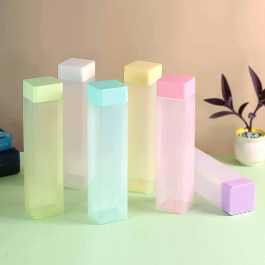 12552 Large Capacity Plastic Water Bottle Set Of 6 Office Bottle Gym Bottle Home Kitchen Leakproof And Bpa Free Drinks Bottle Square Water Drink Juice Bottle Wide-mouth Bpa Free Leak-free Lightweight (6 Pcs Set)