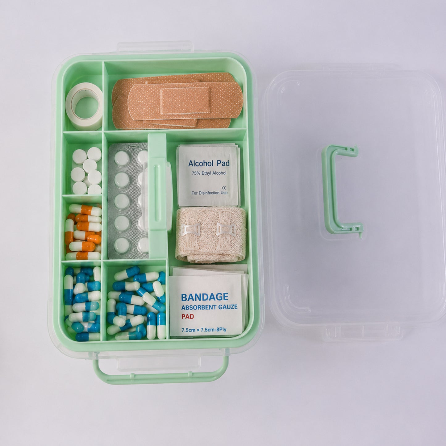Plastic Medicine Storage Box With Lid For First Aid Tablet Healthcare Organizer (1 Pc)