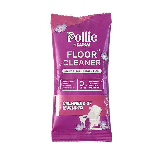 Wukusy Pollic Kadam concentrated floor cleaner sachet in lavender fragrance, 50g, for effective home floor cleaning.