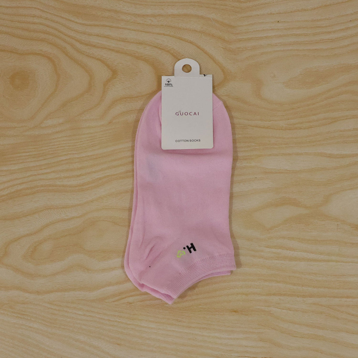 Pair of Wukusy women's low cut ankle socks, soft stretchable no-show sports socks, shown from the side.