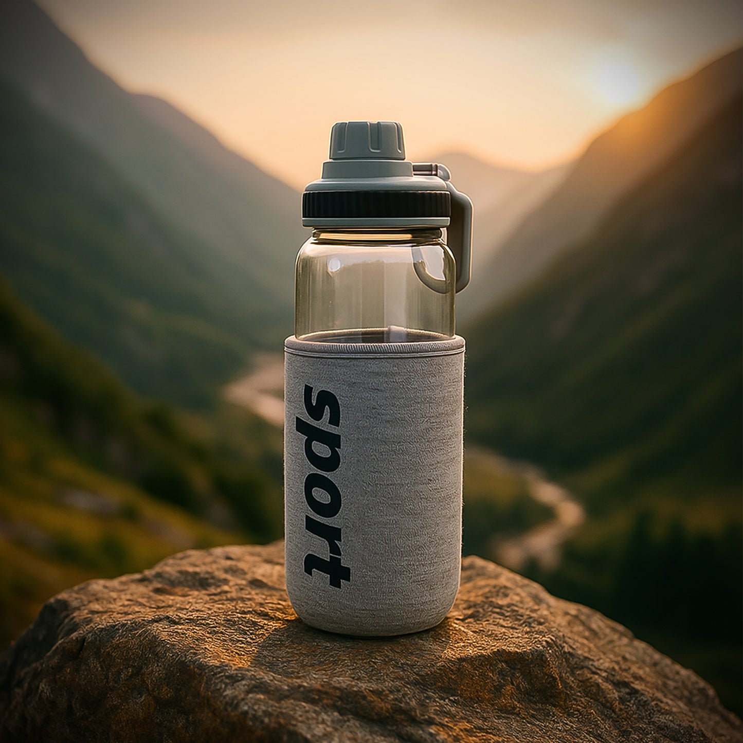 Sports Water Bottle With Protective Sleeve - (1 Pc 700 Ml)