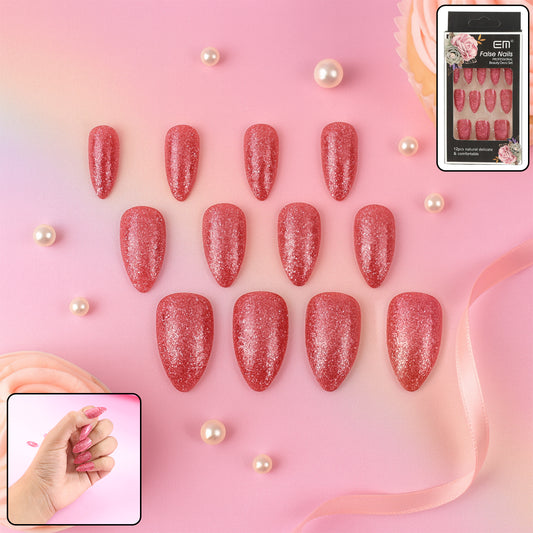 Glitter Press-on False Nails - (1 Set Mix Color Design)