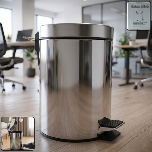 Premium Stainless Steel Pedal Dustbin With Close Lid (1 Pc3 Ltr)