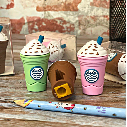 2in1 3d Cute Coffee Or Ice Cream Shape Sharpner Like Rotary Manual Pencil Sharpener For Kids Ice Cream Style Office School Supplies Back To School Gift For Studentskids Educational Stationary Kit Bday Return Gift