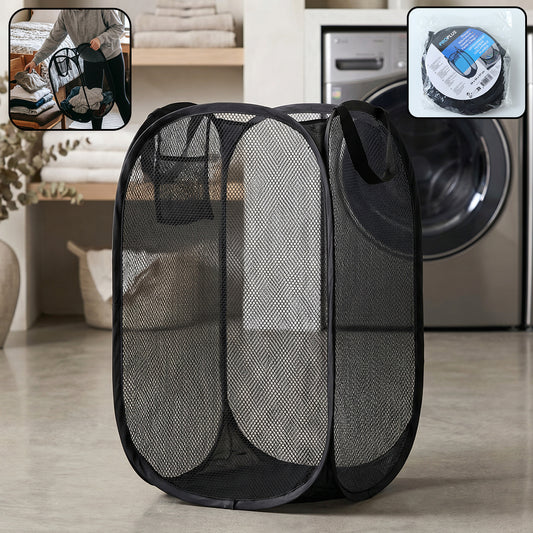 Collapsible Mesh Laundry Hamper Portable Clothes Storage Basket(1 Pc34x34x57cm)