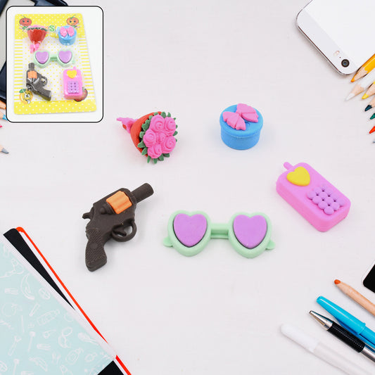 18027 Mix Design 1 Set Fancy Stylish Colorful Erasers For Children Different Designs Mix Eraser Set For Return Gift Birthday Party School Prize (1 Set)