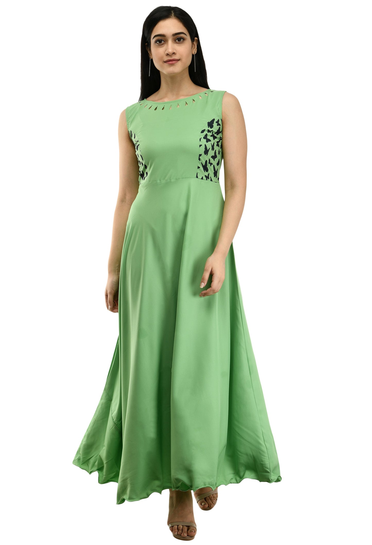 Women’s solid green maxi dress from Drpshippr’s Women’s Collection, featuring a flowing, elegant design perfect for casual or formal wear.