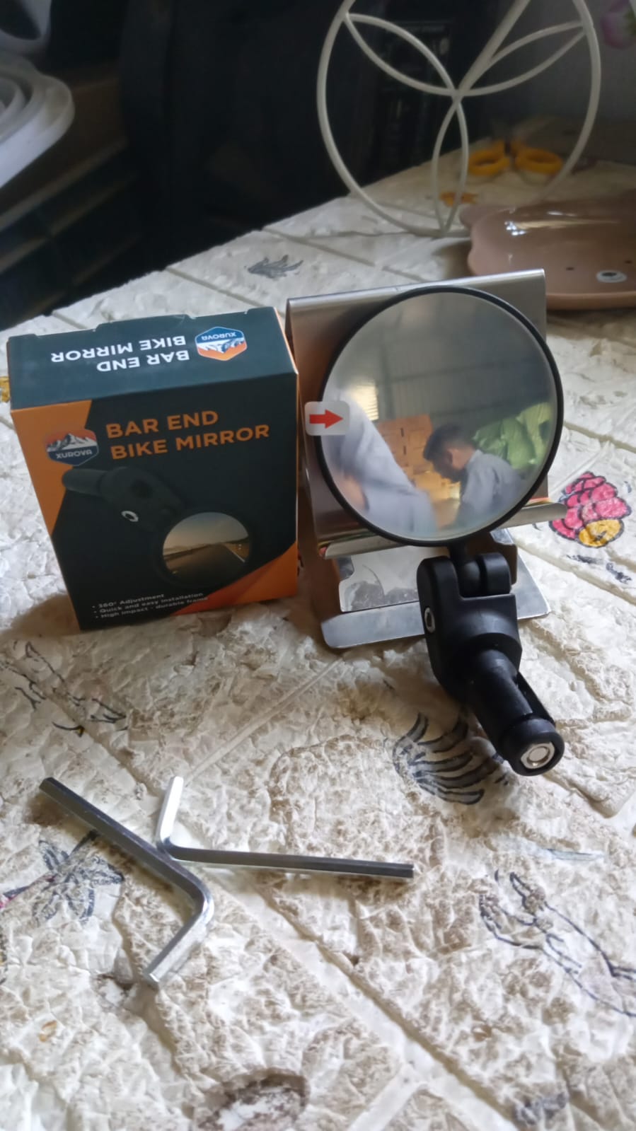 8505 Bar End Bike Mirror Safe Rearview Mirror 360 Rotatable Foldable Safety Bicycle Rear View Mirror Mirror Durable Bike Mirror (1 Pc)