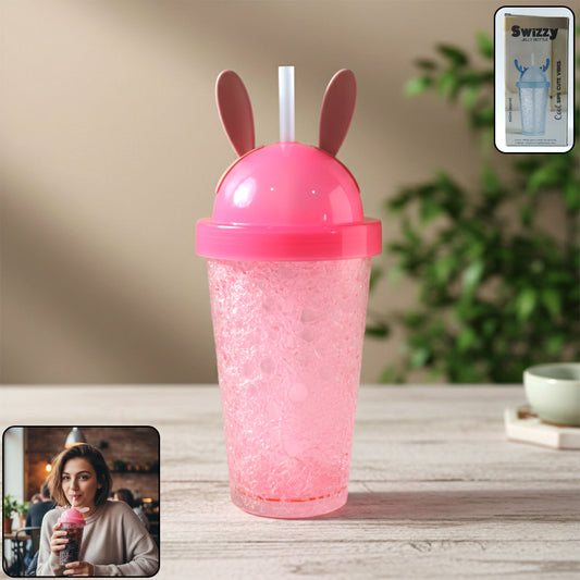 Cute Bunny Ear Design Tumbler Sipper Bottle (500 Ml 1 Pc)