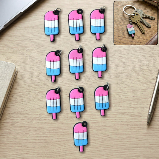 Set of 10 Wukusy ice cream-shaped bag charm keychains with colorful, adorable designs for accessories and decoration.